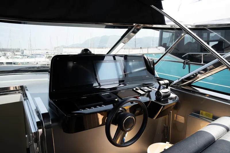 My Life Five III Yacht Photos Pics Helm of 2023 Rizzardi GR 63 yacht with modern navigation equipment.