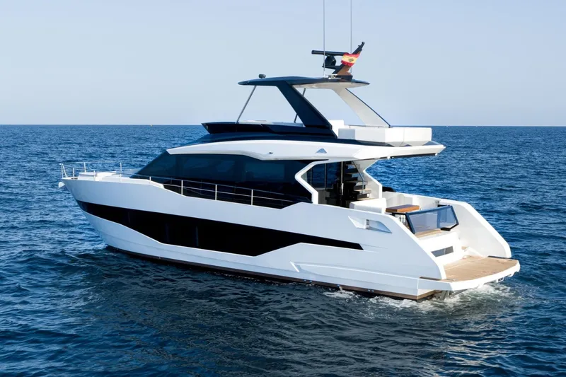 As 5 Yacht Photos Pics 2026 Astondoa AS 5 yacht cruising on open sea, sleek modern design.