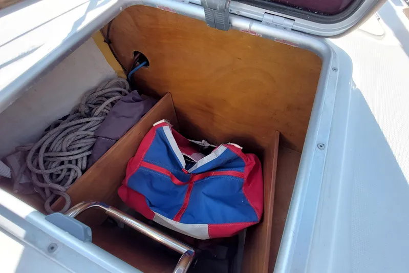 La Bella Vita Yacht Photos Pics Large sail locker on bow of 2015 Beneteau Oceanis 45 "La Bella Vita".