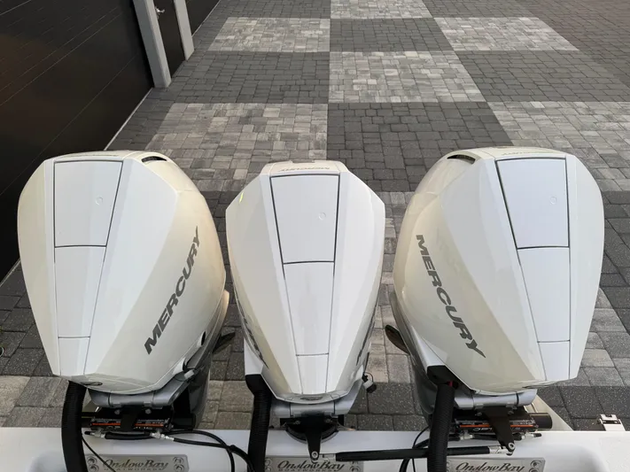  Yacht Photos Pics Triple Mercury outboard engines on a 2020 Onslow Bay 33 Tournament boat.