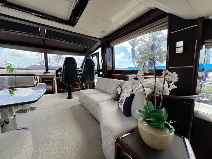  Yacht Photos Pics Luxurious interior of 2020 Galeon 680 Fly yacht with elegant seating and decor.