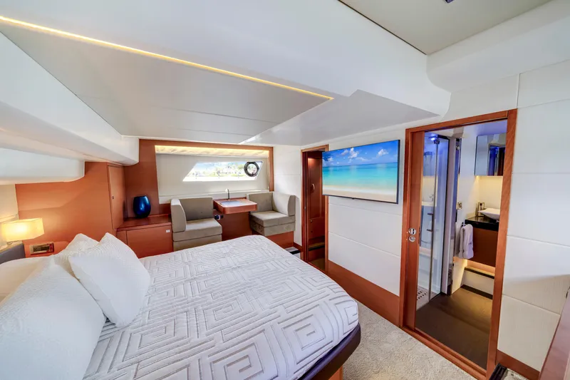 Our Trade Yacht Photos Pics Luxurious 2017 Prestige 560 yacht interior with elegant bedroom and modern amenities.