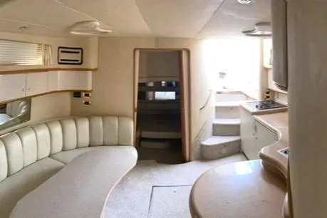 Fresh Water 450 Sundancer Yacht Photos Pics Interior of 1997 Sea Ray 450 Sundancer yacht with plush seating and modern amenities.