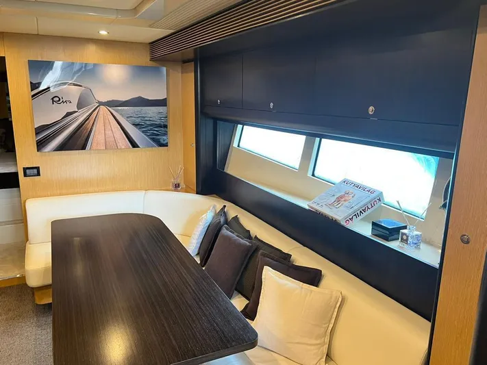  Yacht Photos Pics Luxurious interior of 2010 Riva Vertigo 63 yacht with elegant seating and decor.