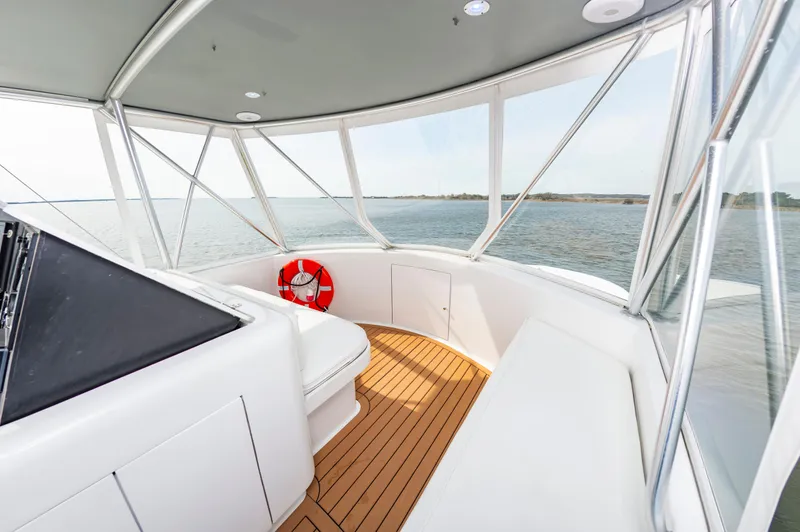 Fish Repellent Yacht Photos Pics Interior view of 2000 Jarrett Bay 54 Convertible yacht with ocean backdrop.