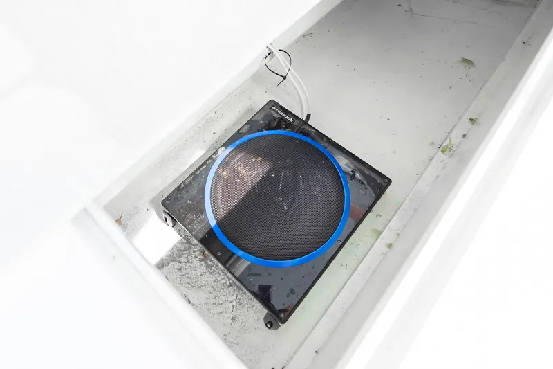 Fish Repellent Yacht Photos Pics Subwoofer installed in a 2000 Jarrett Bay 54 Convertible boat compartment.