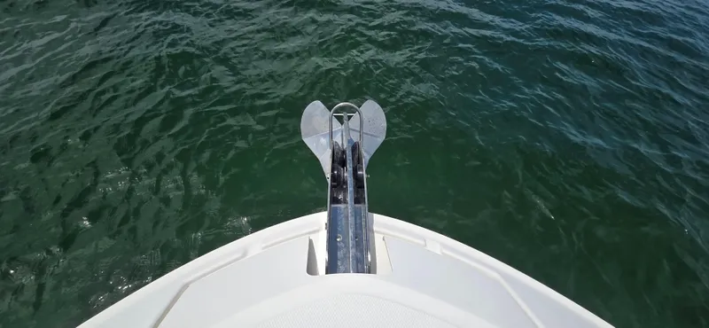  Yacht Photos Pics Bow view of 2021 Sea Ray SLX 310 Outboard on water.