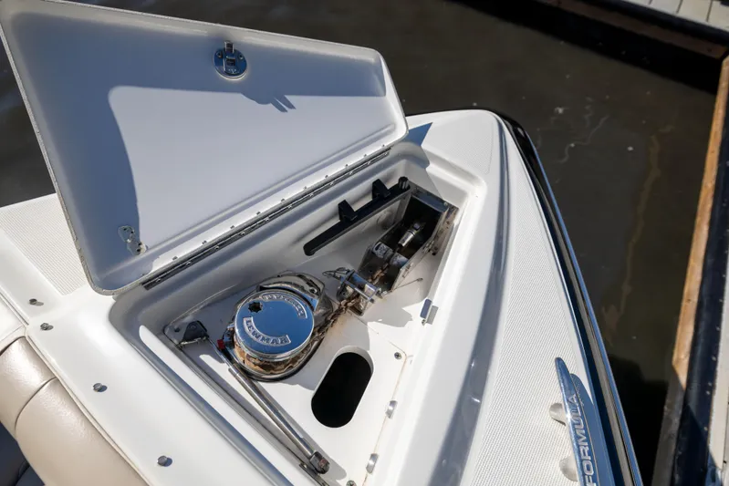 This Is It Yacht Photos Pics 2017 Formula 330 Crossover Bowrider anchor compartment detail.