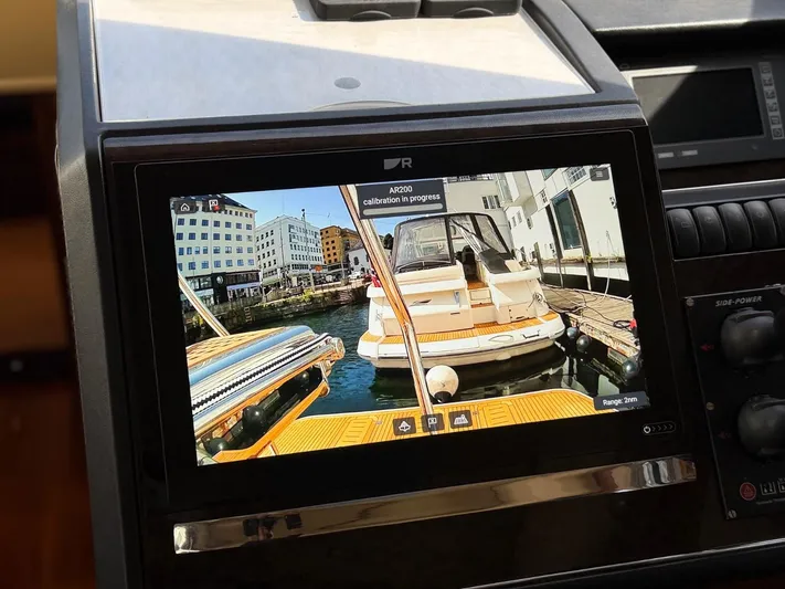  Yacht Photos Pics Boat navigation screen showing docking view on a 2009 Princess V65 yacht.