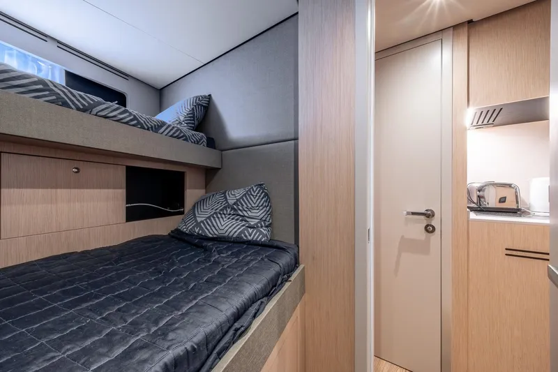 Together Yacht Photos Pics Luxurious cabin interior of 2025 Ferretti Yachts 940 with modern amenities.
