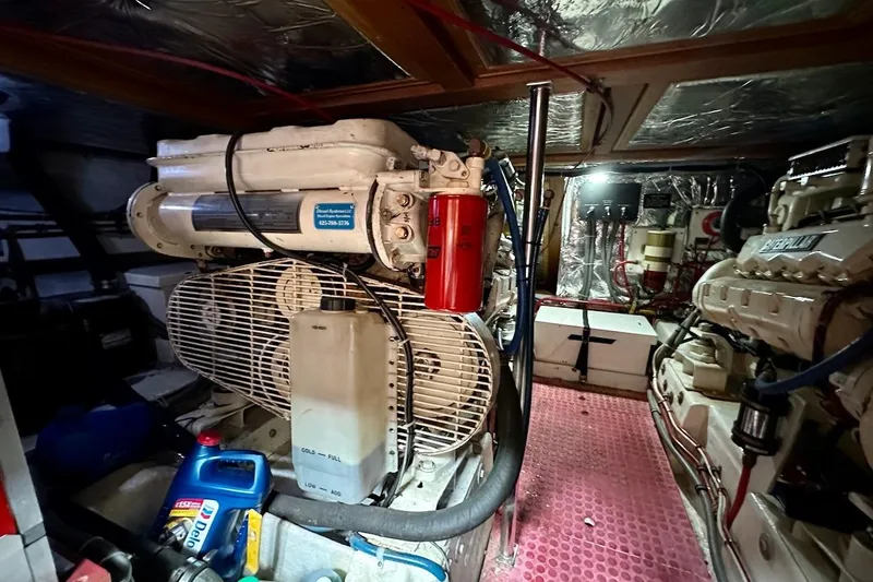 Rover Yacht Photos Pics Engine room of 1993 Ocean Alexander 460 yacht with machinery and equipment.