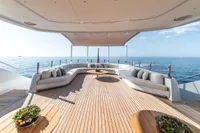 Luxurious ISA Custom yacht deck with elegant seating, ocean view, and modern design, 2012 model.