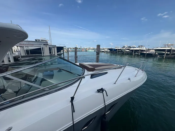  Yacht Photos Pics 2008 Sea Ray 330 Sundancer docked at marina, clear sky, calm water.