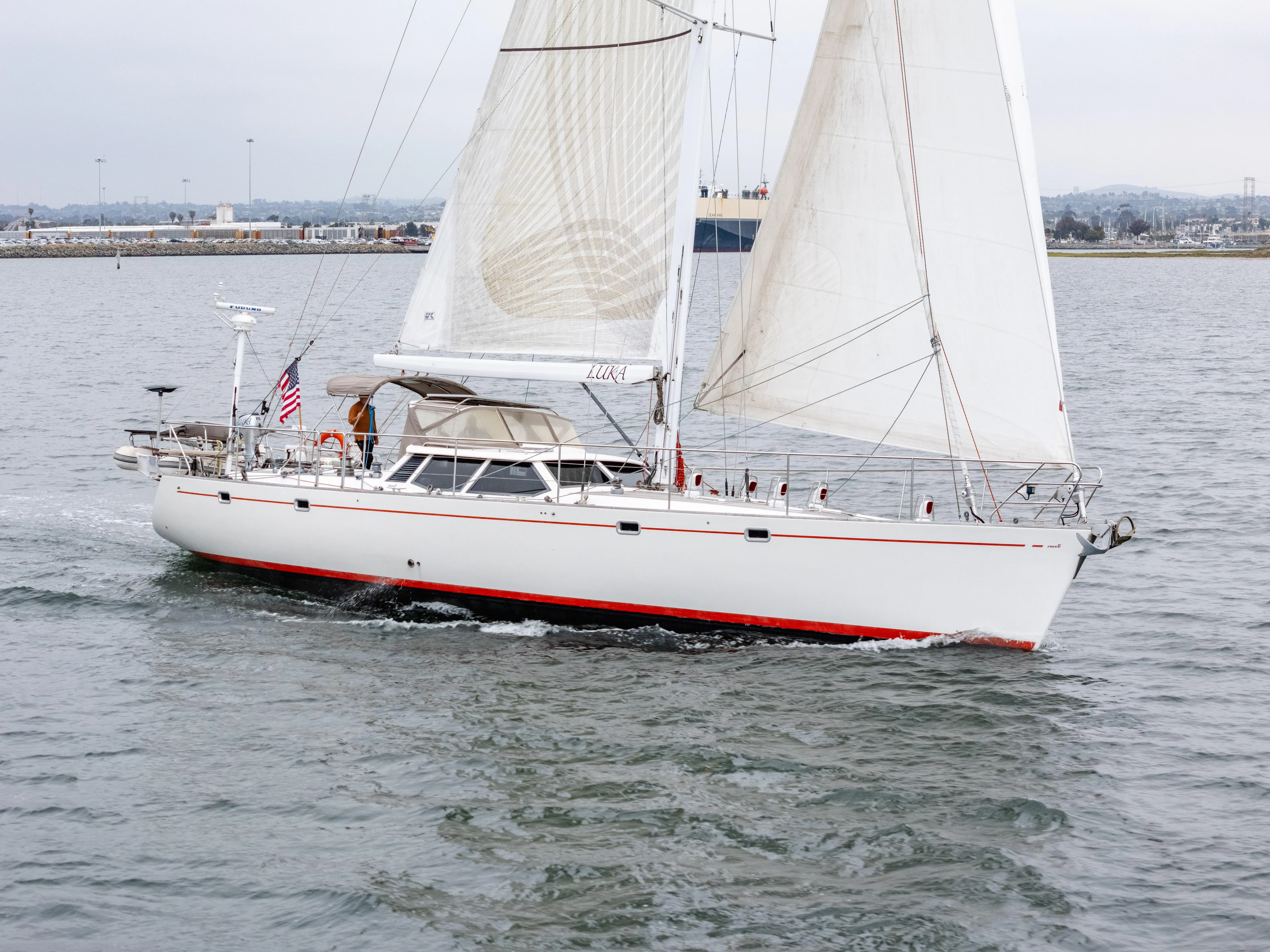 Luka Yacht Photos Pics Sailing yacht Farr 60 Pilot House 1997 cruising on open water.