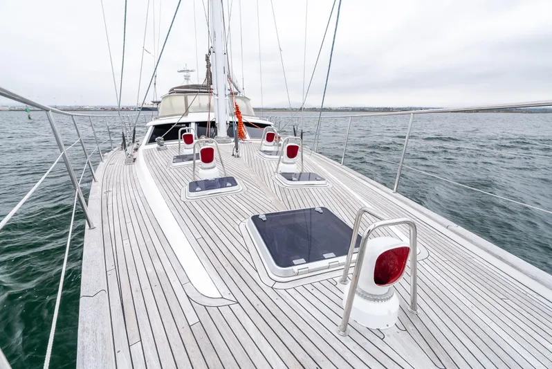 Luka Yacht Photos Pics Sailing yacht Farr 60 Pilot House 1997 on open water, showcasing deck and hatches.