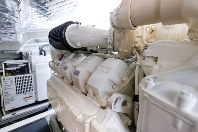  Yacht Photos Pics Engine room of 2023 Riva Rivale 56 Hard Top yacht, showcasing advanced machinery.