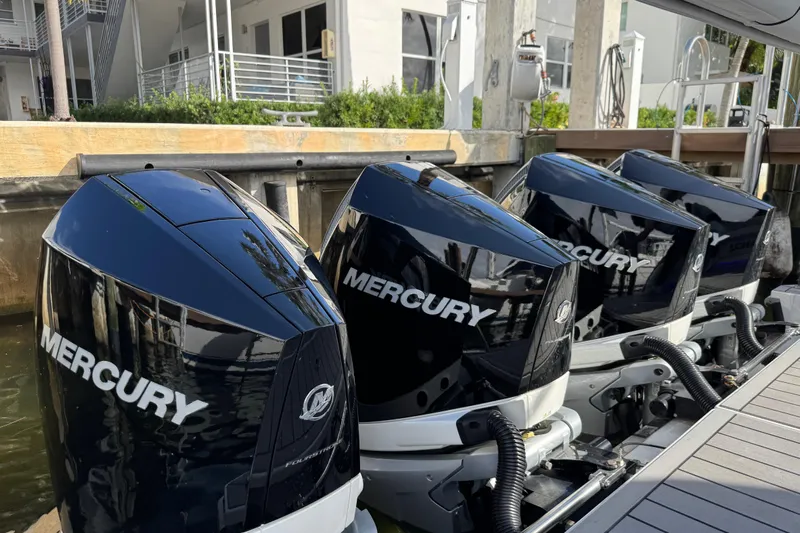 Formula Yacht Photos Pics Four Mercury outboard engines on a 2023 Formula 400 Super Sport Crossover boat.