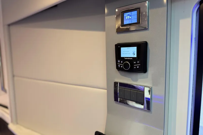 Formula Yacht Photos Pics 2023 Formula 400 Super Sport Crossover interior control panel with digital displays.