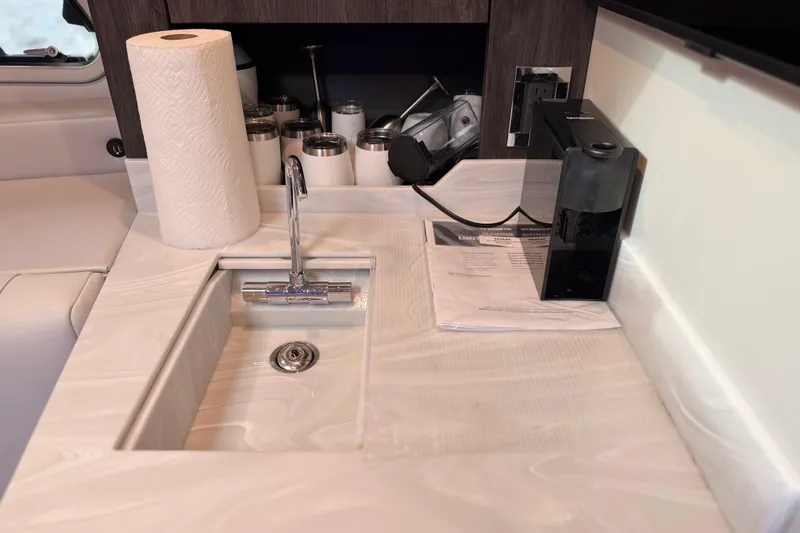 Formula Yacht Photos Pics Modern kitchen sink area in 2023 Formula 400 Super Sport Crossover boat.