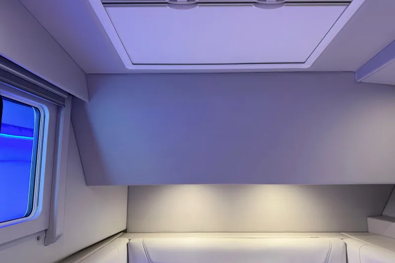 Formula Yacht Photos Pics Interior of 2023 Formula 400 Super Sport Crossover, featuring sleek design and ambient lighting.