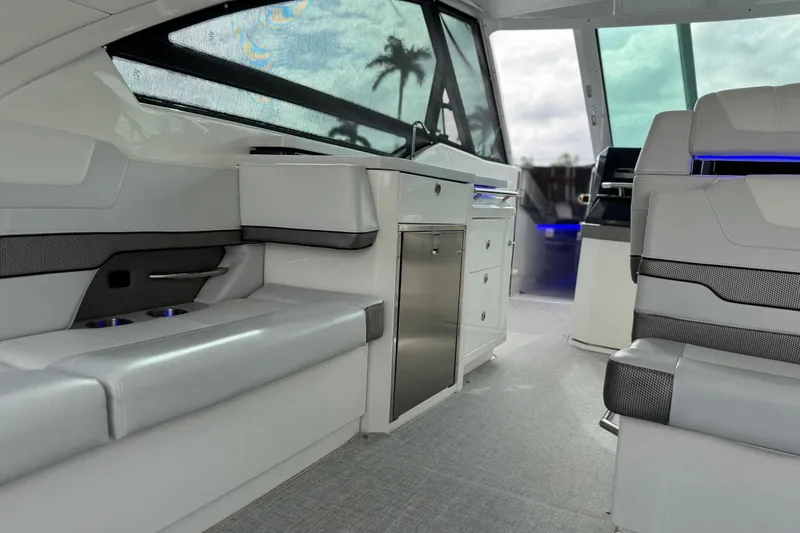 Formula Yacht Photos Pics 2023 Formula 400 Super Sport Crossover interior with modern seating and sleek design.