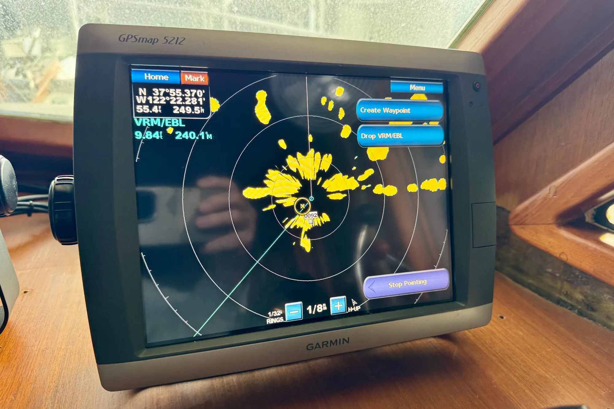 Garmin GPSmap 5212 displaying navigation data on 1982 Tung Hwa Seahorse boat.