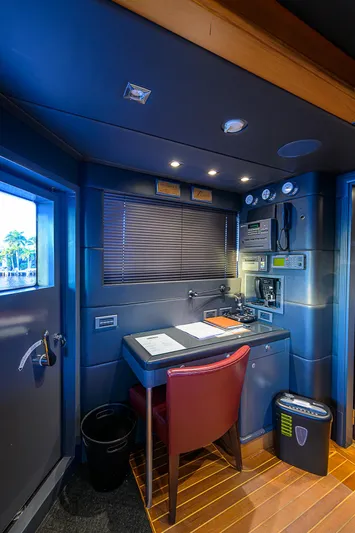 Seascape V Yacht Photos Pics Luxurious Benetti Vision 145 yacht interior, featuring a sleek navigation station, 2005 model.