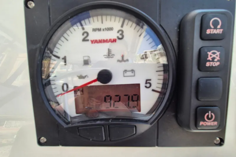 Tafika Yacht Photos Pics Close-up of a Yanmar RPM gauge and control panel on a 2024 Leopard 50.