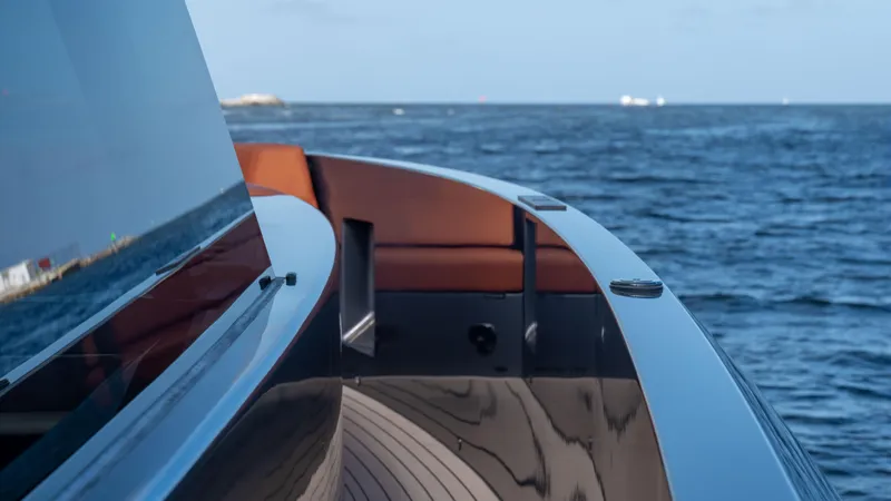 Pharmasea Yacht Photos Pics 2022 Vanquish Yachts VQ45 on open water, showcasing sleek design and luxury features.