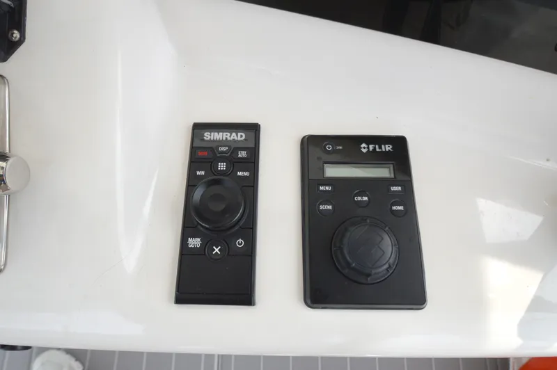 Fish Repellent Yacht Photos Pics Simrad and FLIR control panels on 1998 Post 42 Convertible yacht.