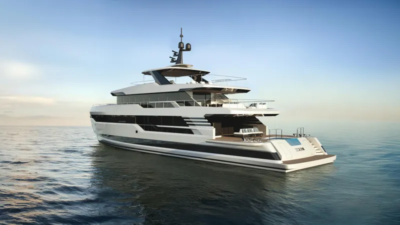 Yacht Photos Pics Luxury yacht Cantieri di Pisa Custom 40M, 2027 model, cruising on calm ocean waters.