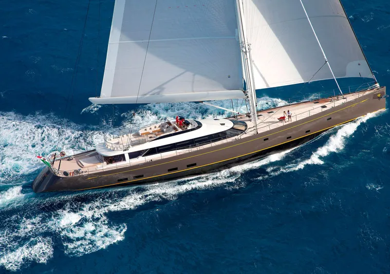 Ohana Yacht Photos Pics Luxurious Fitzroy Yachts 49.7m sailing on blue ocean, 2012 model.