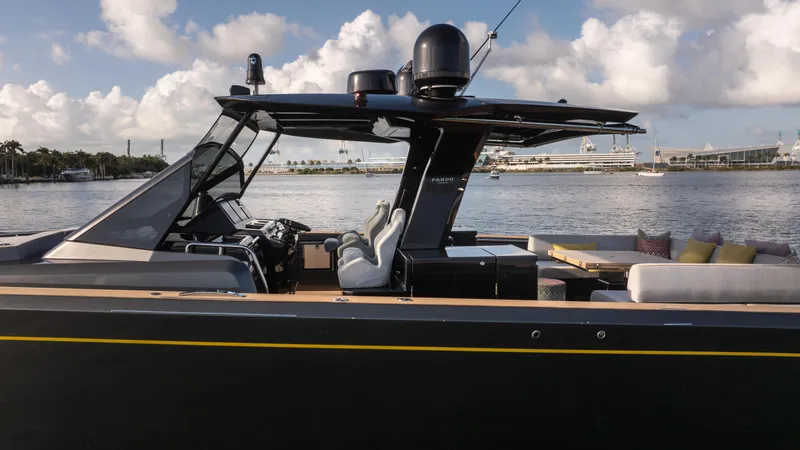 Love$ick Yacht Photos Pics 2023 Pardo Yachts P50 luxury yacht on calm water, featuring sleek design and modern amenities.