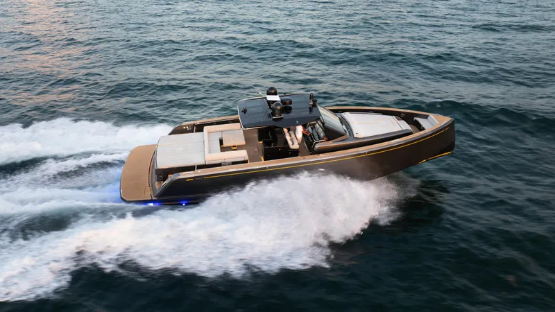 Love$ick Yacht Photos Pics 2023 Pardo Yachts P50 cruising on open water, showcasing sleek design and luxury features.