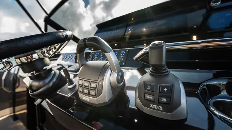 Love$ick Yacht Photos Pics Control panel of 2023 Pardo Yachts P50 with advanced navigation systems.