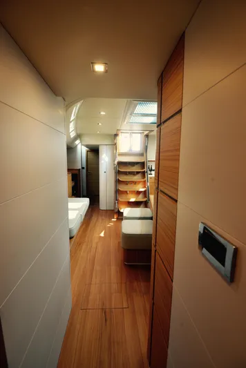  Yacht Photos Pics Interior of 2017 Mazarin 72 Cruiser/Racer yacht, featuring modern wood finishes and sleek design.