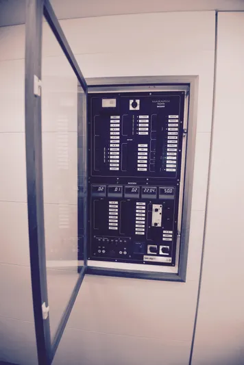  Yacht Photos Pics Electrical control panel inside a 2017 Mazarin 72 Cruiser/Racer yacht.