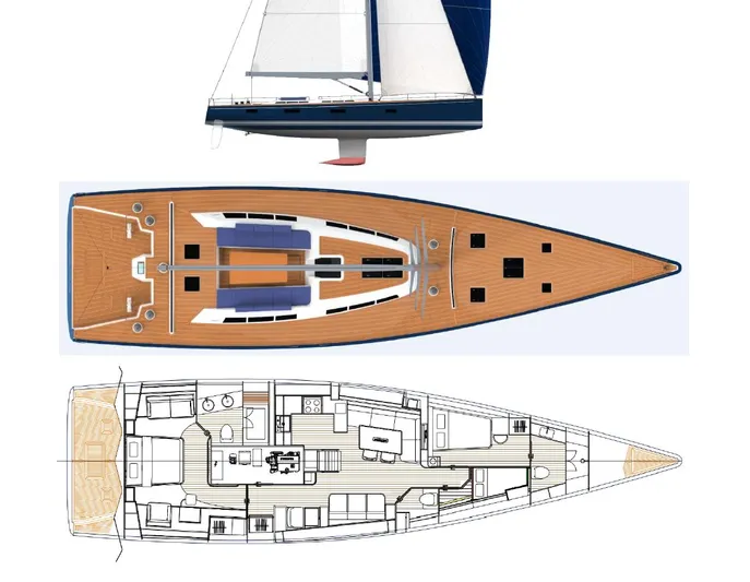  Yacht Photos Pics Mazarin 72 Cruiser/Racer Gen II 2026 yacht with detailed deck and interior layout.