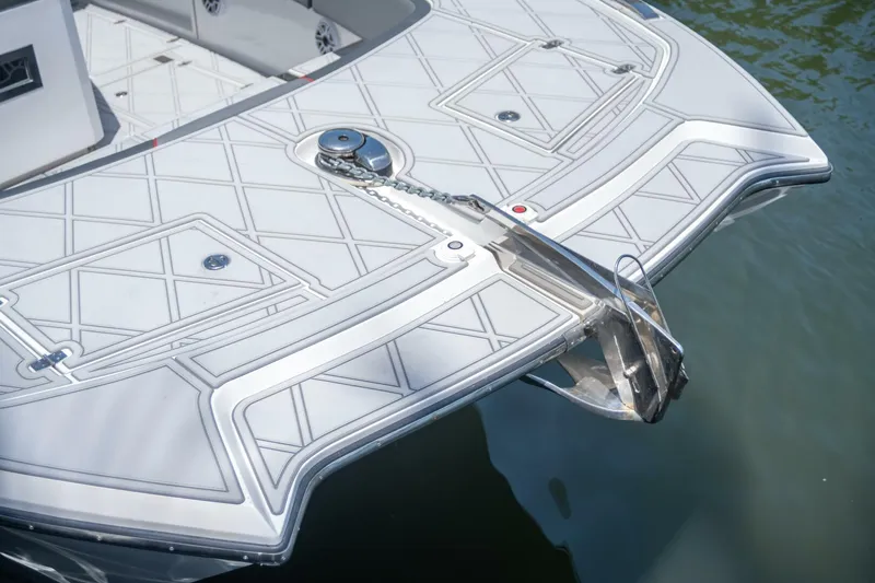  Yacht Photos Pics Bow of 2025 Sedna 37 Open boat with anchor and sleek design.