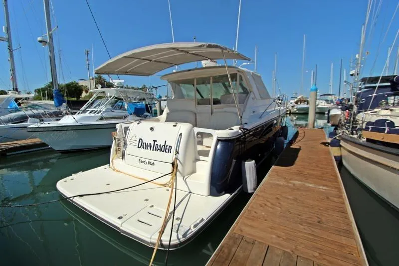 Yacht Photos Pics 2005 Tiara Yachts 3600 Sovran docked at marina, rear view.