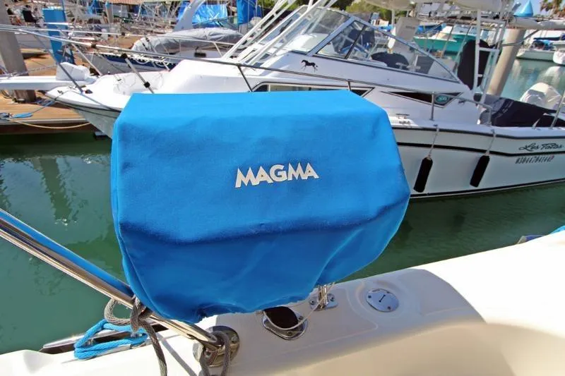  Yacht Photos Pics Blue Magma grill cover on 2005 Tiara Yachts 3600 Sovran, docked at marina.