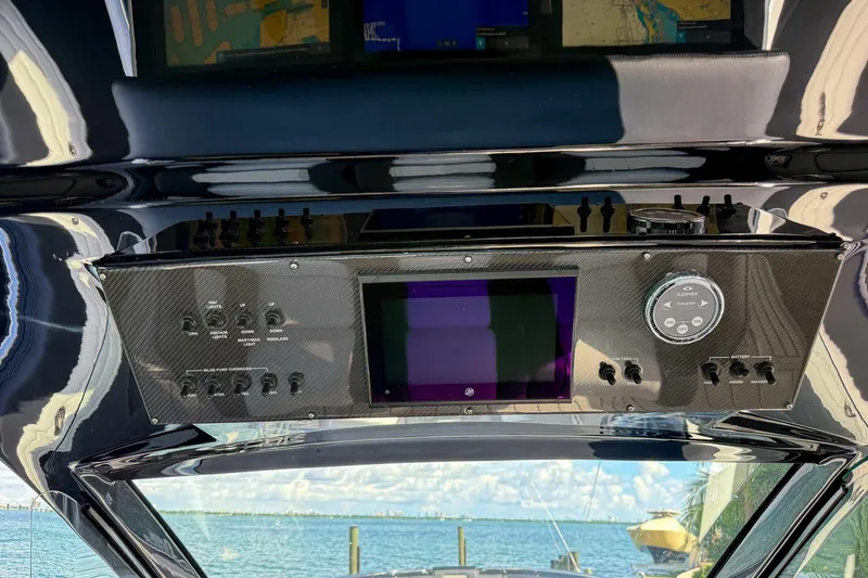  Yacht Photos Pics 2024 Cigarette 42 Auroris dashboard with control panel and digital display.