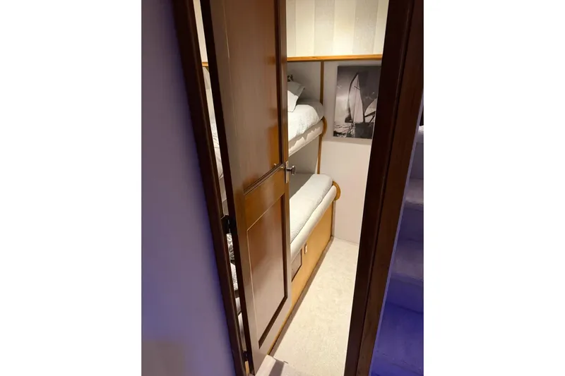  Yacht Photos Pics Cozy cabin with bunk beds in 1989 Buddy Davis 61 yacht interior.