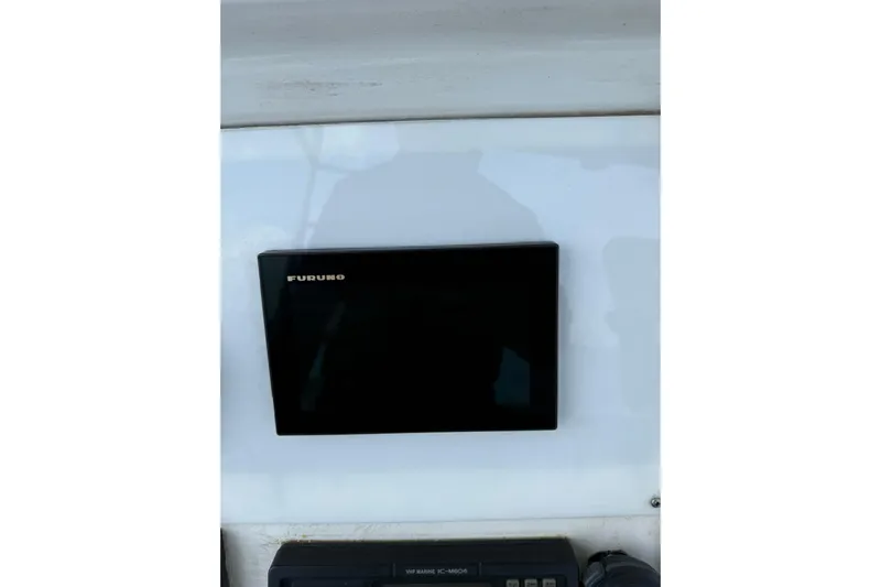  Yacht Photos Pics Furuno display on 1989 Buddy Davis 61 boat dashboard.