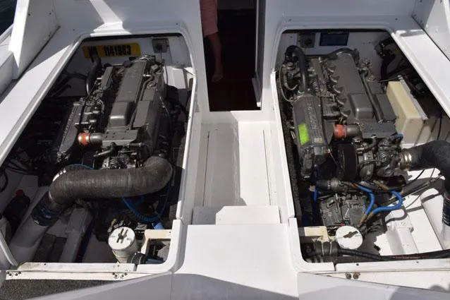 Rampage Yacht Photos Pics Engine hatches up, view from aft