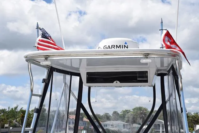 Rampage Yacht Photos Pics Hardtop with burgee masts