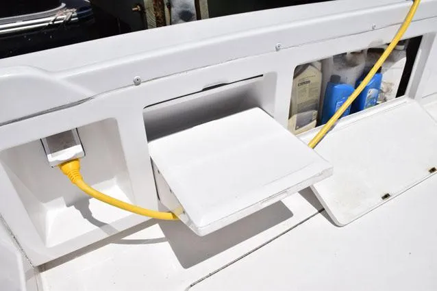 Rampage Yacht Photos Pics Starboard side fold down cockpit step, 30amp shore power