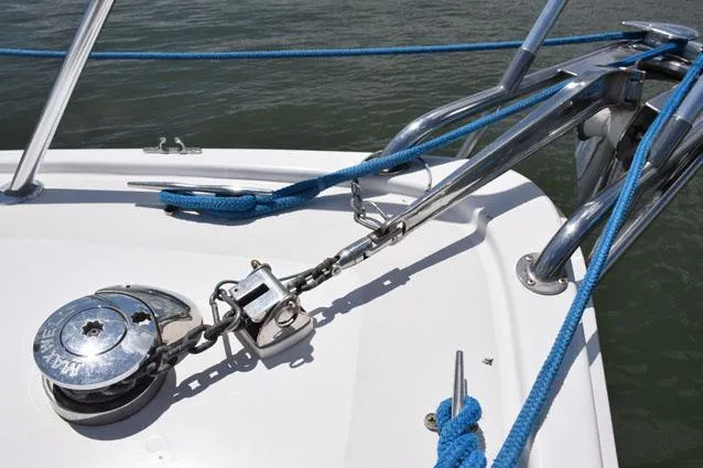 Rampage Yacht Photos Pics Electric windlass with mounted stainless anchor