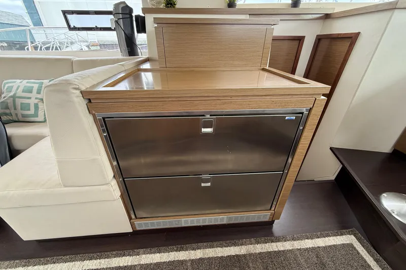 Ohana Yacht Photos Pics Modern interior of 2015 Fountaine Pajot Summerland 40 LC yacht with stainless steel drawers.