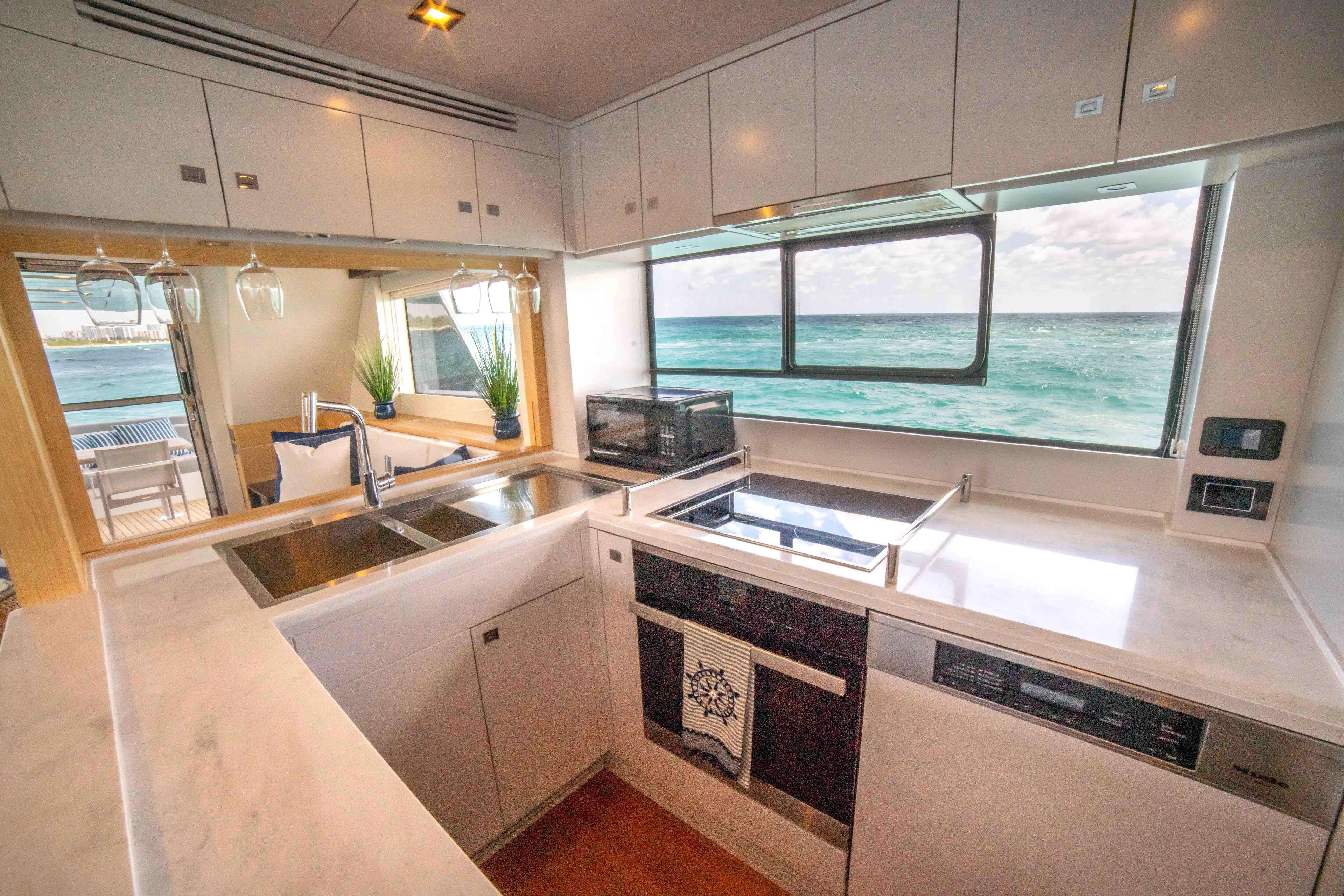 Sand Bar Yacht Photos Pics Modern kitchen in 2018 Sirena 64 yacht with ocean view.